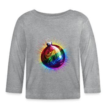 Regenbogen Weihnachtskugel LGBTQ Weihnachten - Baby Bio-Langarmshirt - Grau meliert - Vorne