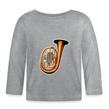 Tuba Graphic - Organic Baby Long Sleeve T-Shirt - heather grey - Front