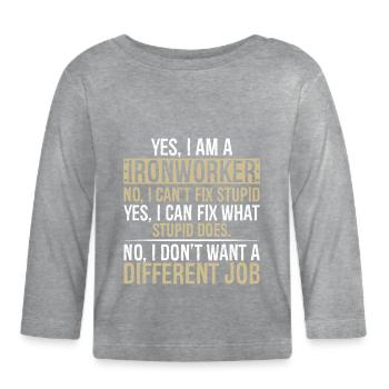 je suis ferronnier non je ne peux pas réparer stupide je - T-shirt manches longues bio Bébé - gris chiné - Devant