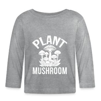 Champignon végétal - T-shirt manches longues bio Bébé - gris chiné - Devant