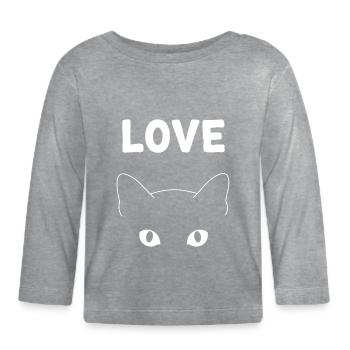 Love Chat: Feline Sweetness - Organic Baby Long Sleeve T-Shirt - heather grey - Front