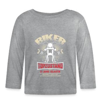 21st Birthday Motorcyclist Motorcycle - Organic Baby Long Sleeve T-Shirt - heather grey - Front
