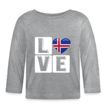 L Love Iceland Heart - T-shirt manches longues bio Bébé - gris chiné - Devant