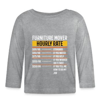 Funny Furniture Mover Tarif horaire - T-shirt manches longues bio Bébé - gris chiné - Devant