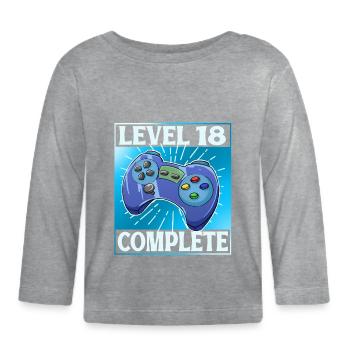Niveau 18 terminé - T-shirt manches longues bio Bébé - gris chiné - Devant
