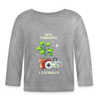 Élevage AFK | Gamer plante blague pixel art - T-shirt manches longues bio Bébé - gris chiné - Devant