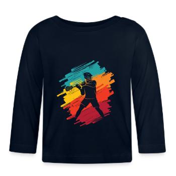 Lacrosse Joueur de Lacrosse Retro Kids Masculin - T-shirt manches longues bio Bébé - marine - Devant