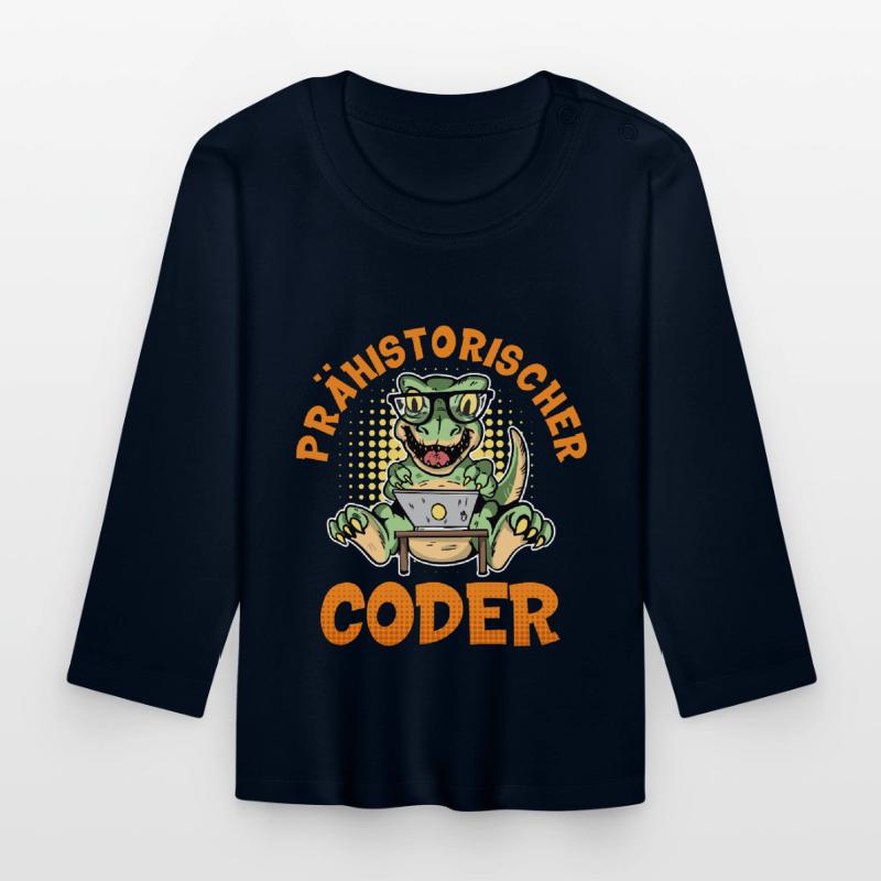 Coding PRÄHISTORISCHER CODER Lustiges Baby Bio-Langarmshirt
