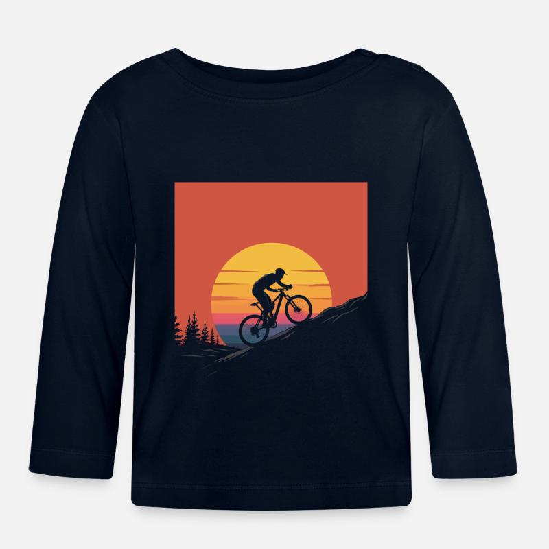 Silhouette de coucher de soleil VTT - T-shirt manches longues bio Bébé - marine