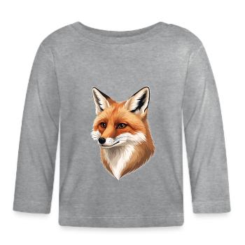 Fox Head Illustration: Warm Nature Tones - Organic Baby Long Sleeve T-Shirt - heather grey - Front