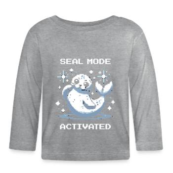 Seal mode on | Robbe Mood - Organic Baby Long Sleeve T-Shirt - heather grey - Front