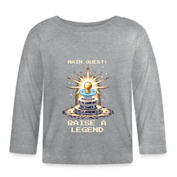 Quête principale : Élever une légende | Parents - T-shirt manches longues bio Bébé - gris chiné - Devant