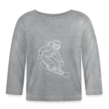 Snowboarderin Line Art - Baby Bio-Langarmshirt - Grau meliert - Vorne