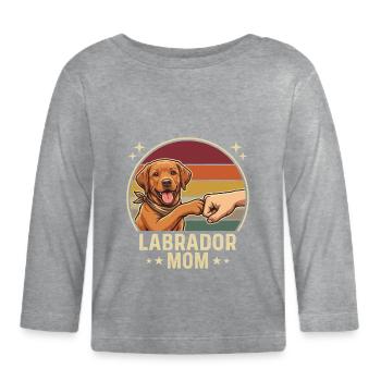 Retro Labrador Mom Foxred Paw Clash - Organic Baby Long Sleeve T-Shirt - heather grey - Front