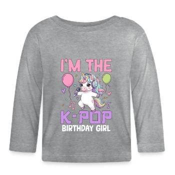I'm The K Pop Birthday Girl - Organic Baby Long Sleeve T-Shirt - heather grey - Front