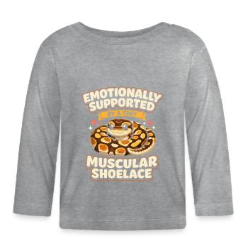 Muskulöser Schnürsenkel | Königspython Humor - Baby Bio-Langarmshirt - Grau meliert - Vorne