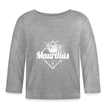 Mauritius with Coconut and Starfish Retro Design - Organic Baby Long Sleeve T-Shirt - heather grey - Front