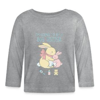 Révélation du sexe baby shower grande sœur bébé - T-shirt manches longues bio Bébé - gris chiné - Devant