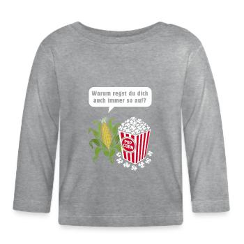 Mais & Popcorn Wortwitz - Baby Bio-Langarmshirt - Grau meliert - Vorne