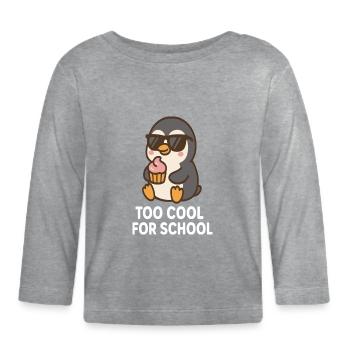 Fight school stress penguin design - Organic Baby Long Sleeve T-Shirt - heather grey - Front