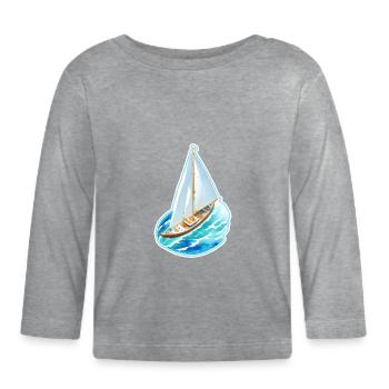 Sailing ship - Organic Baby Long Sleeve T-Shirt - heather grey - Front