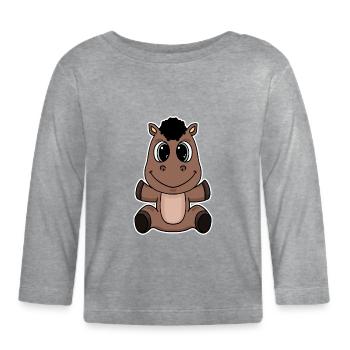 Pferd - Baby Bio-Langarmshirt - Grau meliert - Vorne