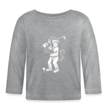 Chimp playing golf gift - Organic Baby Long Sleeve T-Shirt - heather grey - Front
