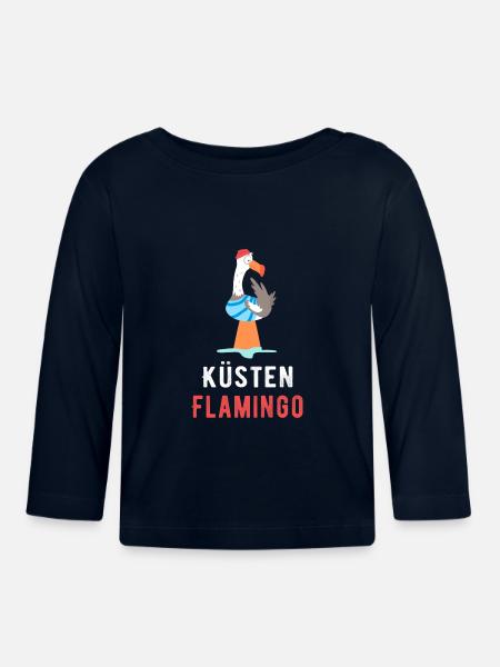 Küsten Flamingo - Baby Bio-Langarmshirt - Navy