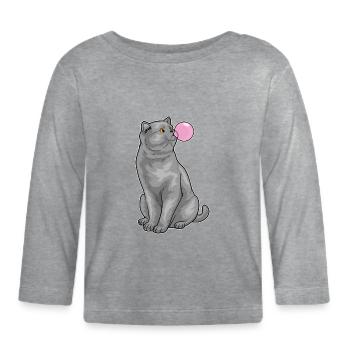 Chewing-gum British Shorthair - T-shirt manches longues bio Bébé - gris chiné - Devant