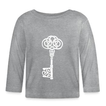 Weißer keltischer Schlüssel - Baby Bio-Langarmshirt - Grau meliert - Vorne