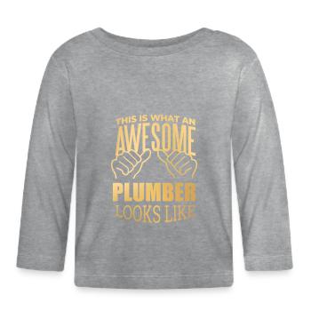 plombier - T-shirt manches longues bio Bébé - gris chiné - Devant