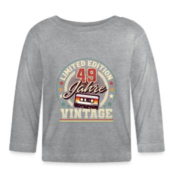49. Geburtstag - Baby Bio-Langarmshirt - Grau meliert - Vorne
