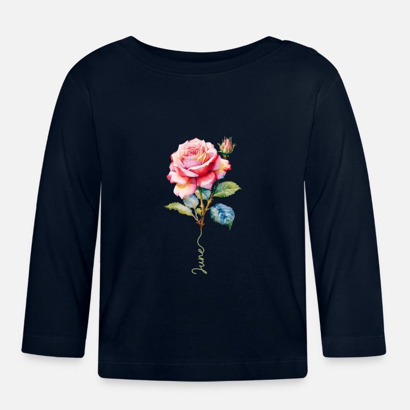 Rosa lackiert mit lebendigen Details - Baby Bio-Langarmshirt - Navy