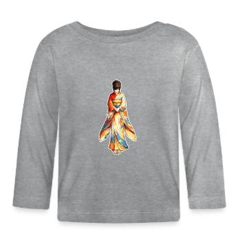 Kimono . 3 . AI generated - Organic Baby Long Sleeve T-Shirt - heather grey - Front