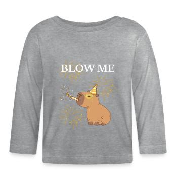 Souffle-moi du capibara et des feux d’artifice - T-shirt manches longues bio Bébé - gris chiné - Devant