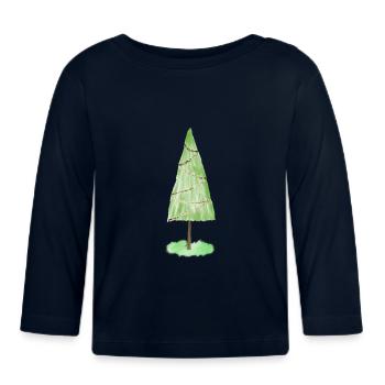 Ornements de sapin festifs Graphique - T-shirt manches longues bio Bébé - marine - Devant