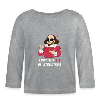 I put the lit in literature - Baby Bio-Langarmshirt - Grau meliert - Vorne