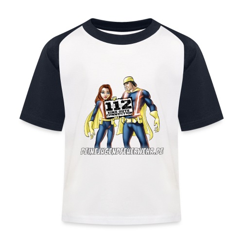 Superhelden & Logo - Kinder Baseball T-Shirt