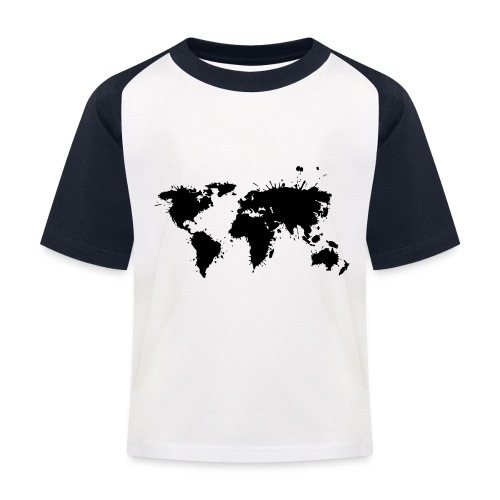 Weltkarte Splash - Kinder Baseball T-Shirt