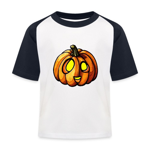 Pumpkin Halloween watercolor scribblesirii - Baseball T-shirt til børn