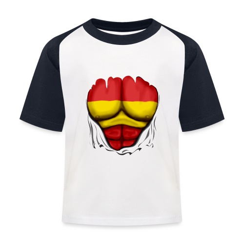 España Flag Ripped Muscles six pack chest t-shirt - Kids' Baseball T-Shirt