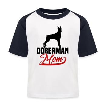 Doberman Mom - Kinder Baseball T-Shirt - Weiß/Navy - Vorne
