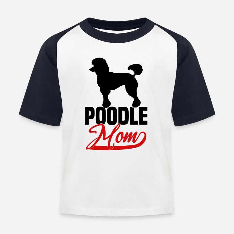 Poodle Mom - Kinder Baseball T-Shirt - Weiß/Navy