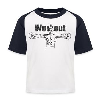 workout - Kids' Baseball T-Shirt - white/navy - Front