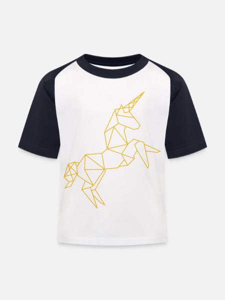 Einhorn Grafik - Kinder Baseball T-Shirt - Weiß/Navy