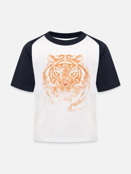 Tiger - Kinder Baseball T-Shirt - Weiß/Navy