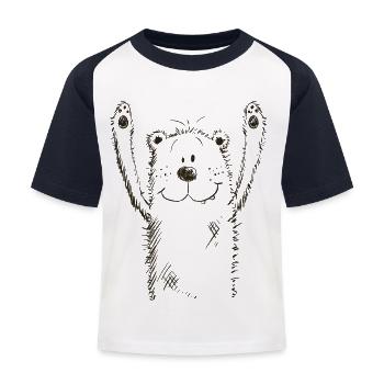 Witzer Bär I Bärchen I Teddy I Eisbär Comic - Kinder Baseball T-Shirt - Weiß/Navy - Vorne