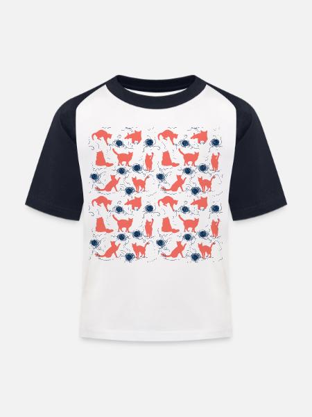 Korallen Kätzchen - Kinder Baseball T-Shirt - Weiß/Navy
