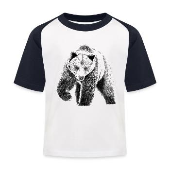 Bär - Kinder Baseball T-Shirt - Weiß/Navy - Vorne