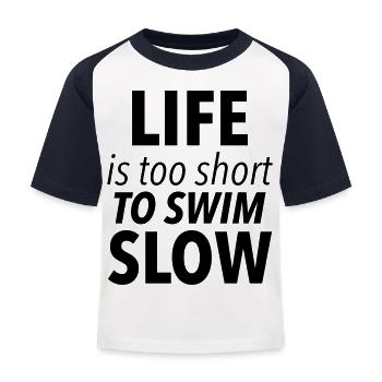 Schwimmen - Kinder Baseball T-Shirt - Weiß/Navy - Vorne